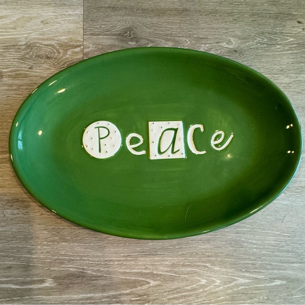 Peace Green Christmas Sandra Magsamen Oval Plate Celebration by Department 56